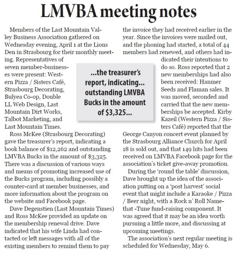 Last Mountain Valley Business Association
